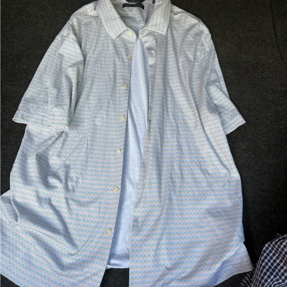 White Short Sleeve Button-Up Shirt